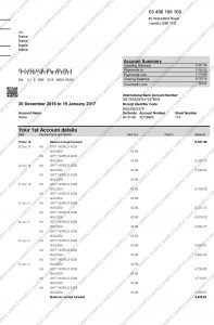 First Direct Bank Statement